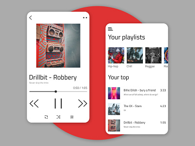 Music Player app application daily dailyui design mobile music music app player red ui ux