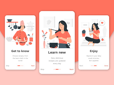 Onboarding app application cook cooking daily dailyui design mobile red ui ux