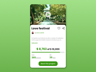 Crowdfunding Campaign campaign crowd crowdfunding daily dailyui design fest festive funding green mobile ui ux