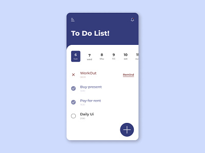 ToDo List app application blue daily dailyui design do list mobile plan to todo ui ux