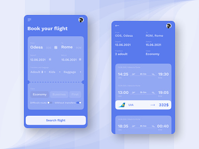 Flight Search 068 68 airline blue book booking daily dailyui design flight mobile plane search searching ticket travel trip ui ux vocation