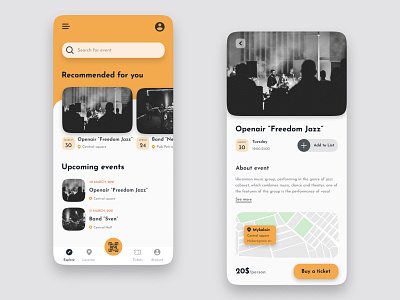 Event Listing 070 70 app application concer daily dailyui design event interface mobile ticket ui ux