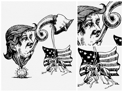 Inspired by USA people. 2020 black white ears flag illustrations peoples trump usa usa élection