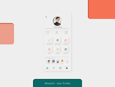 Daily UI - User Profile dailyui illustration mobile mockup design neumorphic social media ui user profile