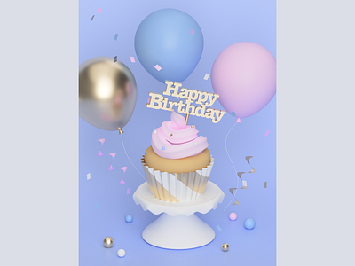 Birthday Party 3d art 3d illustration 3d modeling digital art food food illustration fusion360 illustration typography