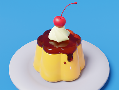 pudding 3d art 3d illustration 3d modeling blender digital digital art food food illustration illustration pudding