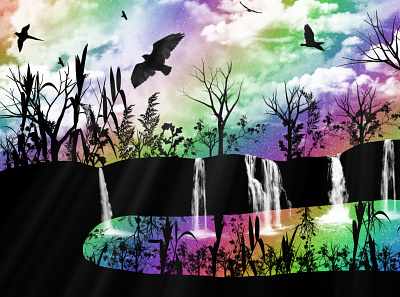 Rainbow Waterfall animation art behance branding conceptart design illustration landscape logo ui