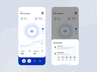 Air purifier app air app concept design device interface mobile modern pollution purifier remote sharp smarthome ui ux