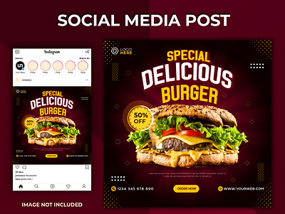Social Media Post template Design or Instagram Post Design branding burger design food instagram post template post template social media post template social post design social stories post web