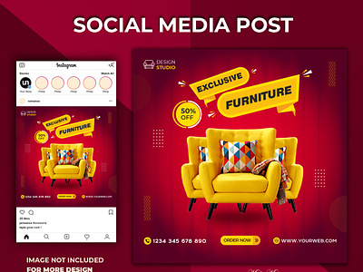 Modern and creative furniture social media post template design