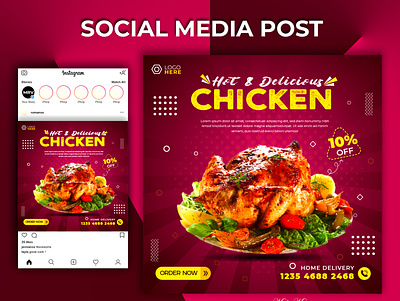 Social Media Design for Chicken design instagram post template post template social media design social media post template social stories post