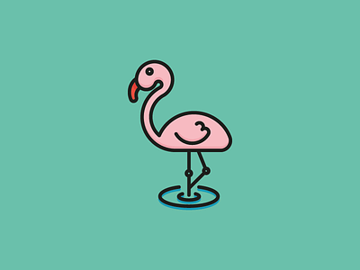 Pink Flamingo Icon bird flamingo flat icon illustration ocean pink sea summer sun vector