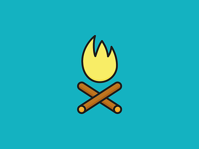 Campfire icon camp camping fire flat happiness holidays icon illustration summer sun sunny vector