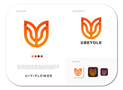 U Letter + Y letter + Flower Logo Concept abstract app icon brand identity branding concepts cretive gradient logo design logotype minimal modern logo monogram orange simple u u letter y y letter