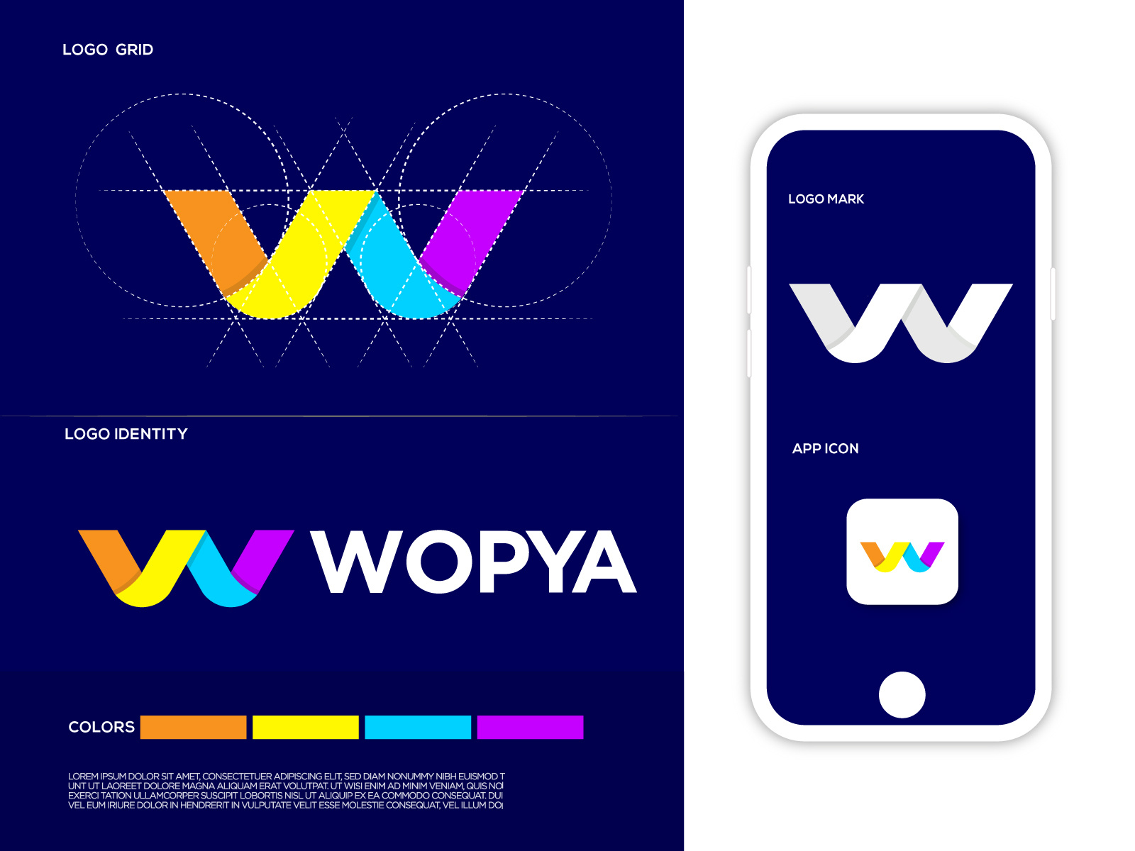 W letter logo | Branding identity 'Wopya' by Md Arif Hossain on Dribbble