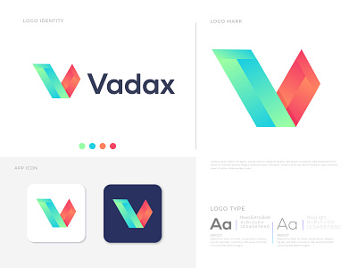 Vadax logo design ( Letter V logo design ) abstract logo app icon app logo brand design brand identity branding agency colorful company designs gradient logo l a z y d o g letter v logotype modern modern logo o p q r s t u v w x y z t h e q u i c k b r o w n f o x v v logo v mark