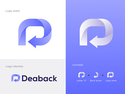 Deaback branding logo design (D+back arrow) abstract app logo arrow arrow logo back branding business logo d letter d logo identity branding j u m p e d o v e r l a z y d o g lettermark logo modern lettering modern logo modern logo design modern logos t h e q u i c k b r o w n f o x typography