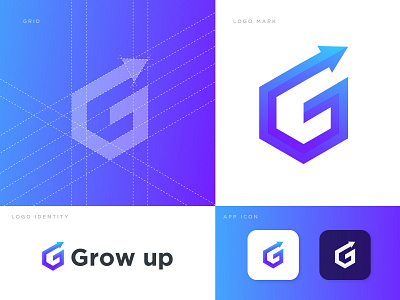 Grow Up business logo design | G Modern letter logo (for sale) a b c d e f g h i j k l m n app icon arrow brand design branding cool colors creative logo develop g logo gradient grow growth identiy letter g letter mark logo logo trends 2021 logodesign modern modern logo o p q r s t u v w x y z