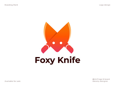 Fox with Knife- Logo design | Abstract fox head Logo | branding a b c d e f g h i j k l m n abstract animal brand identity branding cute animal fox fox illustration icon j u m p s o v e r knife l a z y d o g logo design modern logo o p q r s t u v w x y z red fox t h e q u i c k b r o w n f o x tail wild character mascot wolf