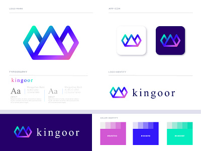 Kingoor 👑 logo Exploration - branding - brand identity design app icon logo brand brand identity design branding colorful creative crown design futuristic gradient icon king logo logo designer mark minimal modern royal simple trendy logo