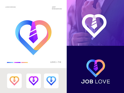 Job Love - Colorful Modern Logo - Recruitment Company (Love+Tie) app icon branding business logo career colorful logo company find job gradient hire employment job work job board application job search job site job jobs l o v e h e a r t logo logo designer logotype mobile app modern logo simple minimal