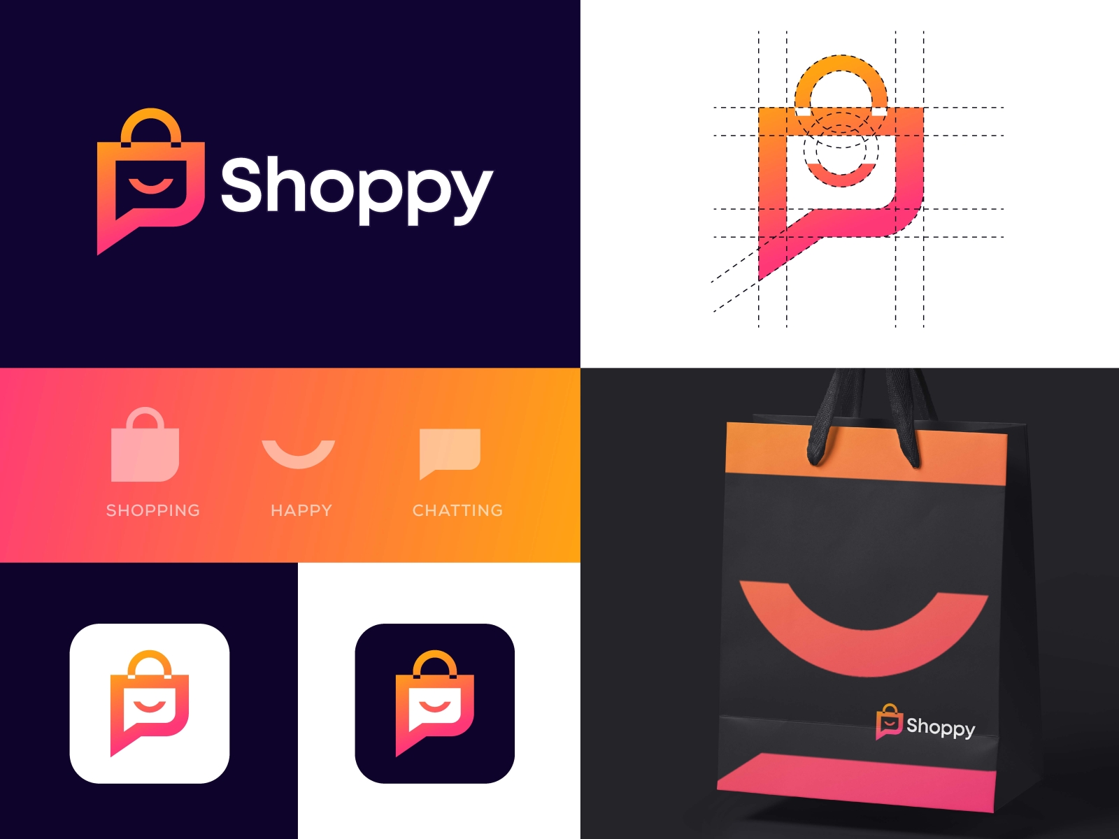 Dribbble - Online-Shopping-Ecommerce-logo-design-Happy-Shopping-logo ...