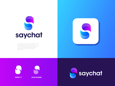 saychat logo design brand identity chat chat app chat bubble conversation dynamic ecommerce j u m p e d o v e r l a z y d o g letter combination logo memorable message modern s letter simple startup logo t h e q u i c k b r o w n f o x talk technology