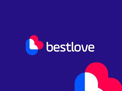 bestlove logo design | b with love icon abstract best shot bright colors creative flat futuristic style icon letter b logo logo designer logo mark modern overlapping overlap popular professional red blue simple symbol type typography logo