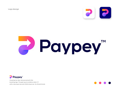 Paypey Logo | Fintech brand | Branding | (P + Arrow + Infinite)