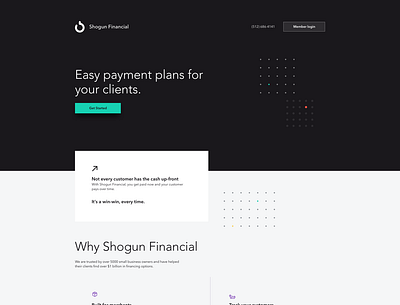 Shogun Financial Landing Page landing page website design