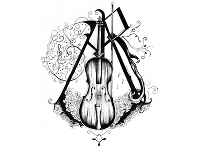 violin illustration illustration letters typography violin