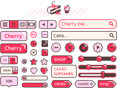 cake ui cake cherry cherry cupcake icons sweet ui ui kit ui set yum