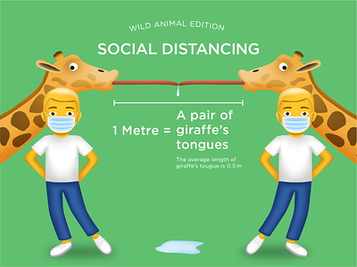 Social Distancing - Giraffe 1 metre animal animal art animal illustration design emoji emojiexperts emoticon giraffe illustration illustration art national geographic safety social distancing tongue