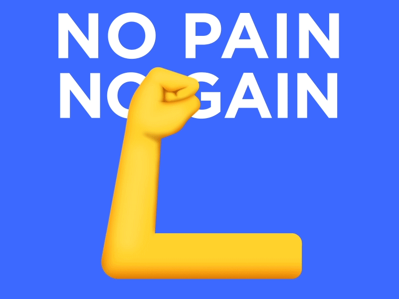 NO PAIN NO GAIN bee design emoji emojiexperts emoticon fun illustration illustration art motion motiongraphics no pain no gain