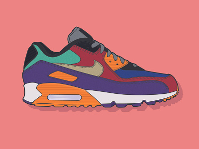 AIR MAX 90 90s airmax amazing animation colorful design graphic design ilustration infamous logo nike nostalgia retro runners shoes sneakers sticker stylish ui viral