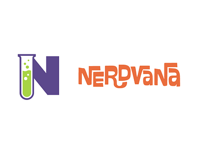 Nerdvana logo concept chemistry nerd party science scientist slime test tube