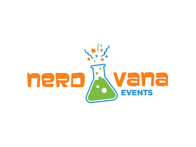 Nerdvana Final beaker chemistry experiment kid logo nerd party scientist slime smile