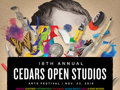 Cedars Open Studios 2019 Poster-Top Half art art supplies artists collage dallas photoshop poster studio tour