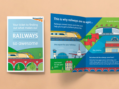 Epic Railways pt. I folding illustration leaflet monoline rail railway vector illustration