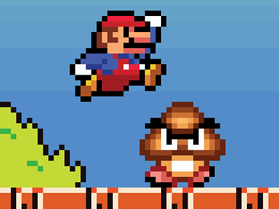 Super Mario Bros - Minimalist Pixel Art