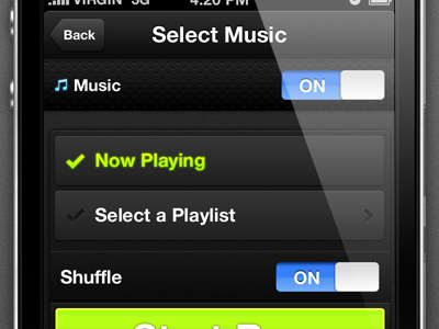 Select Music app dark ios iphone jog jogging mobile run running sports ui