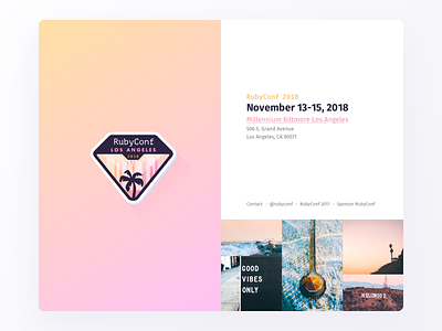 Rubyconf 2018 Splash coming soon conference fira gradient landing page pastel rails ruby splash page sunset