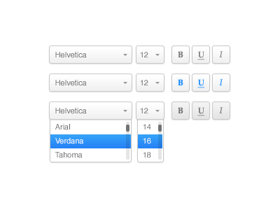 Simple Text Options button combo box dropdown editor font format menu nav options select menu size style text ui