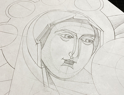 Virgin icon sketch drawing icon illustration pencil