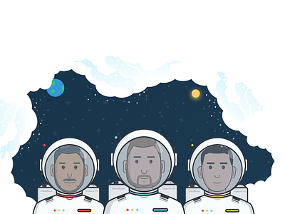 KB - Astronauts astro astronaut earth flat illustration space sun