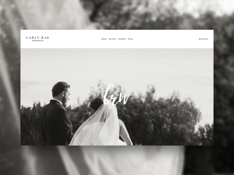 CRW - Site branding page landing squarespace events weddings homepage website site