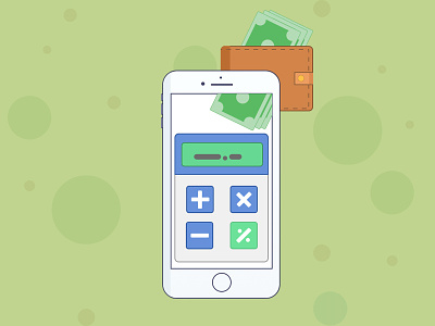 Financial Calculations app calculator cellphone finance green illustration tax ui ux wallet