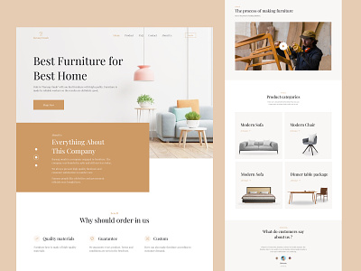 Furniture web design brown chair design furniture modern table typography ui uiux ux web webdesign