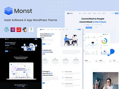 Monst - Saas Software and Startup Business WordPress Theme business elementor graphic design responsive software theme startup web design webdesign wordpress