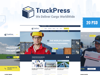 TruckPress Psd For Logistic & Transport Business in Process cargo freight international logistic logistics company moving company relocation services shipment shipping storage transportation warehouse